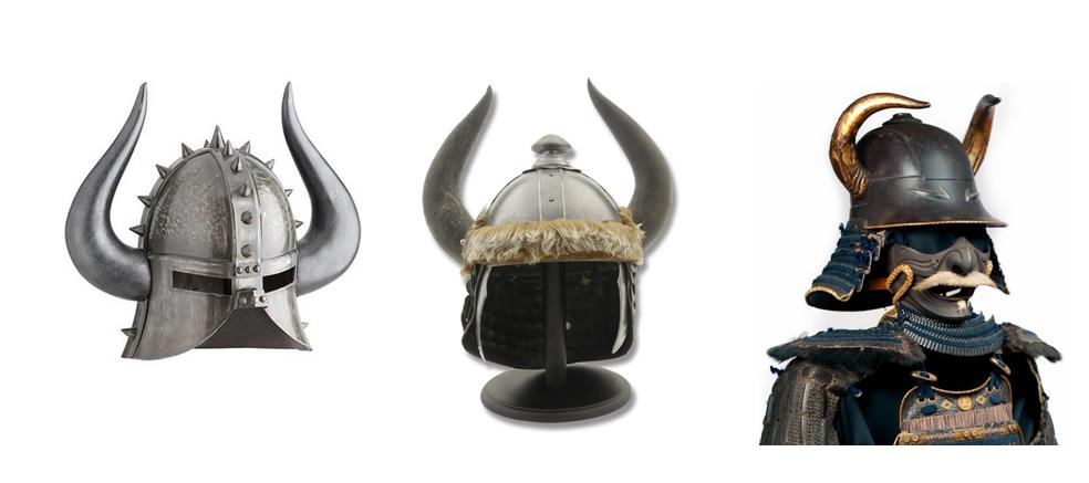 horned battle helmets